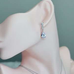 ⚜️ Elegant Silver and Blue Teardrop Earrings